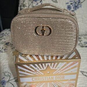 Dior Gold Textured Cosmetic Bag